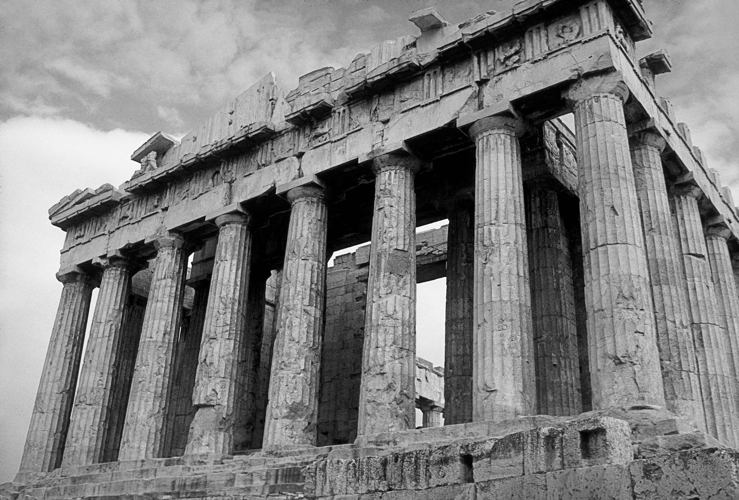 acropolis black and white athens greeece