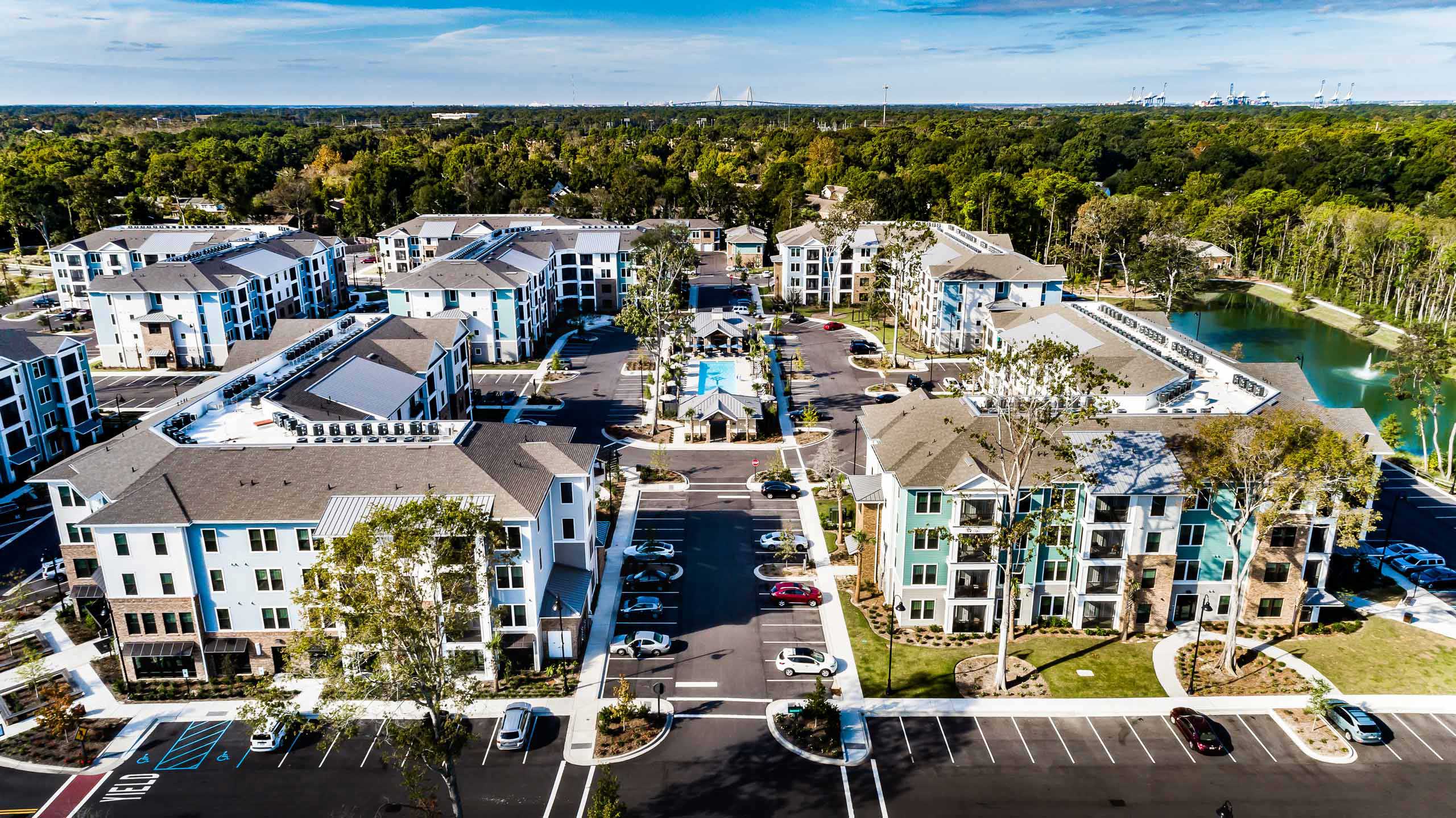 The Haven at Indigo Square townhomes aerial 2